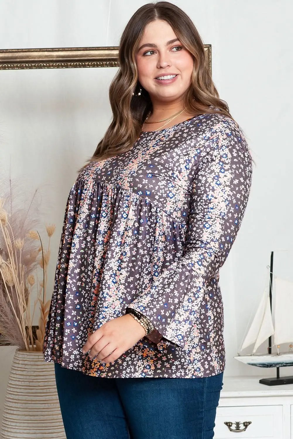 Charming plus size floral babydoll top - Love Salve